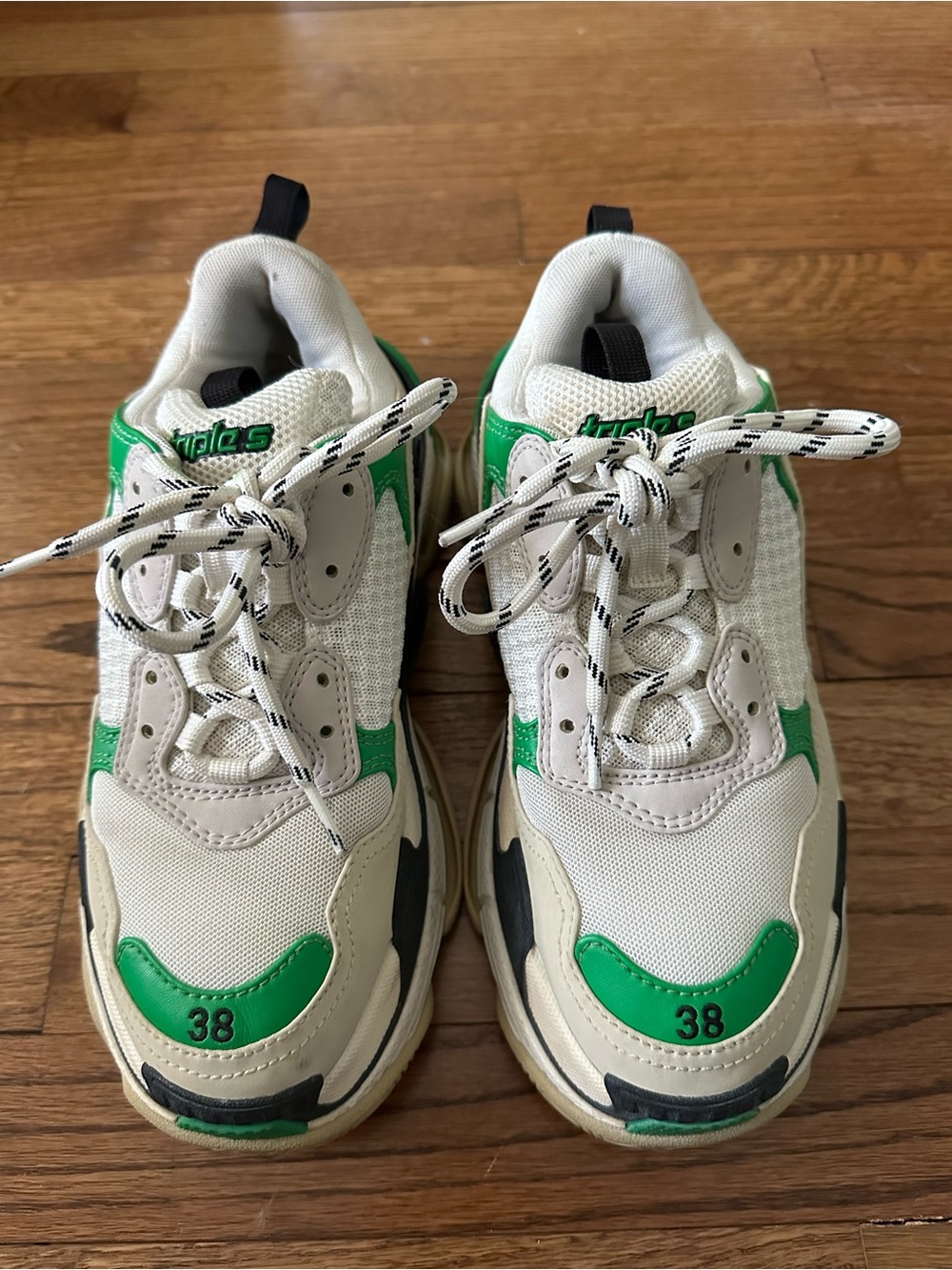 Balenciaga Triple S Sneakers in White, Green, Black